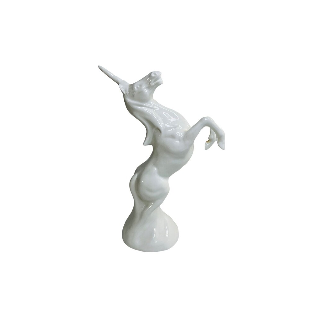 Michael Sutty Figurine Unicorn Rearing White Porcelain Gorgeous HTF